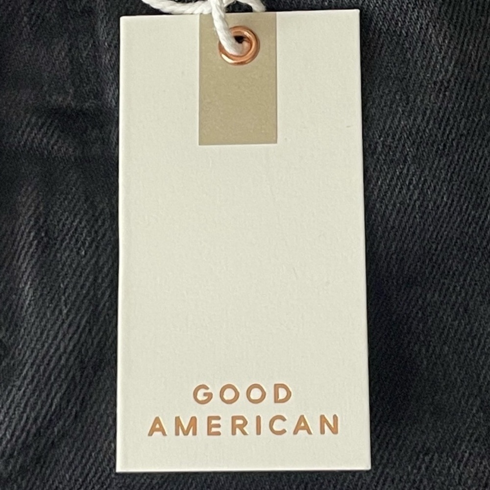 GOOD AMERICAN NWT GOOD CLASSIC RIPPED HIGH WAIST STRAIGHT LEG JEANS BLACK 206 24 - Picture 8 of 11